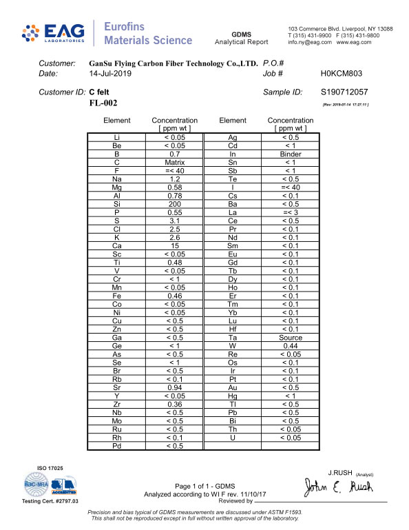 GDMS分析报告（EAG全元素扫描）